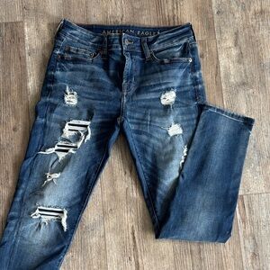 American Eagle Outfitters Women’s Ripped Dark Blue Skinny Jeans
